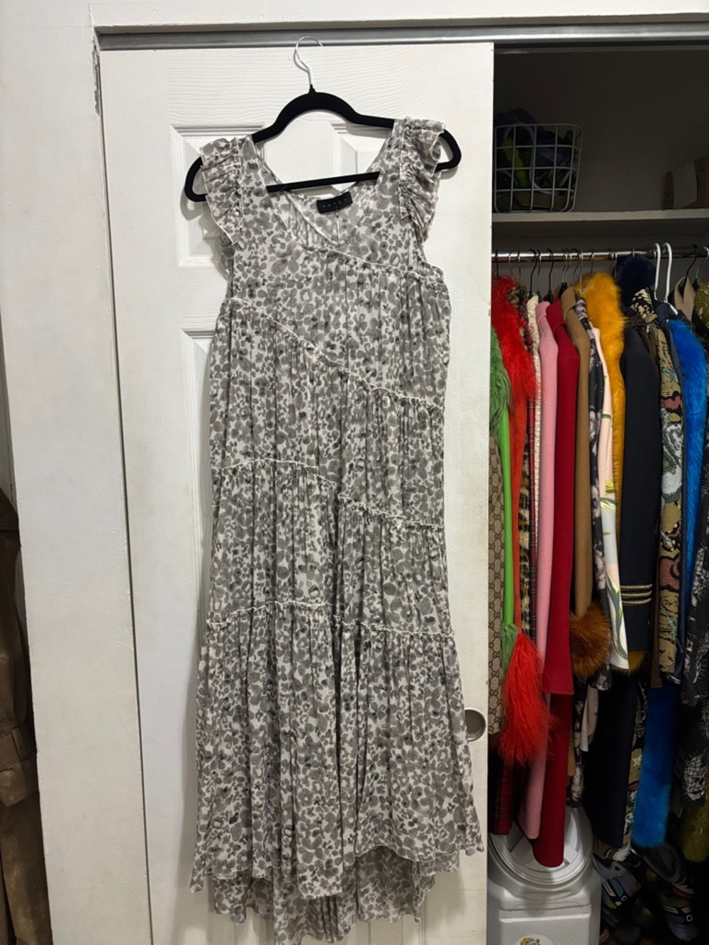 Hatch Sleeveless Floral Tiered Maxi Dress - Gray